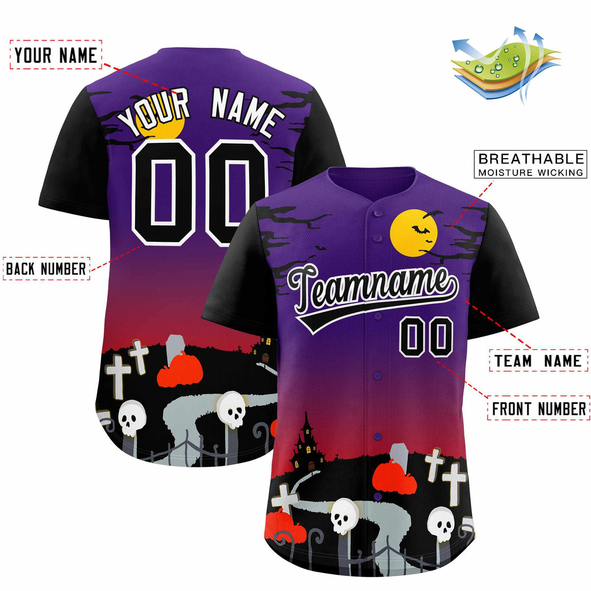 Custom Multi Color Halloween Authentic Baseball Jersey Limited