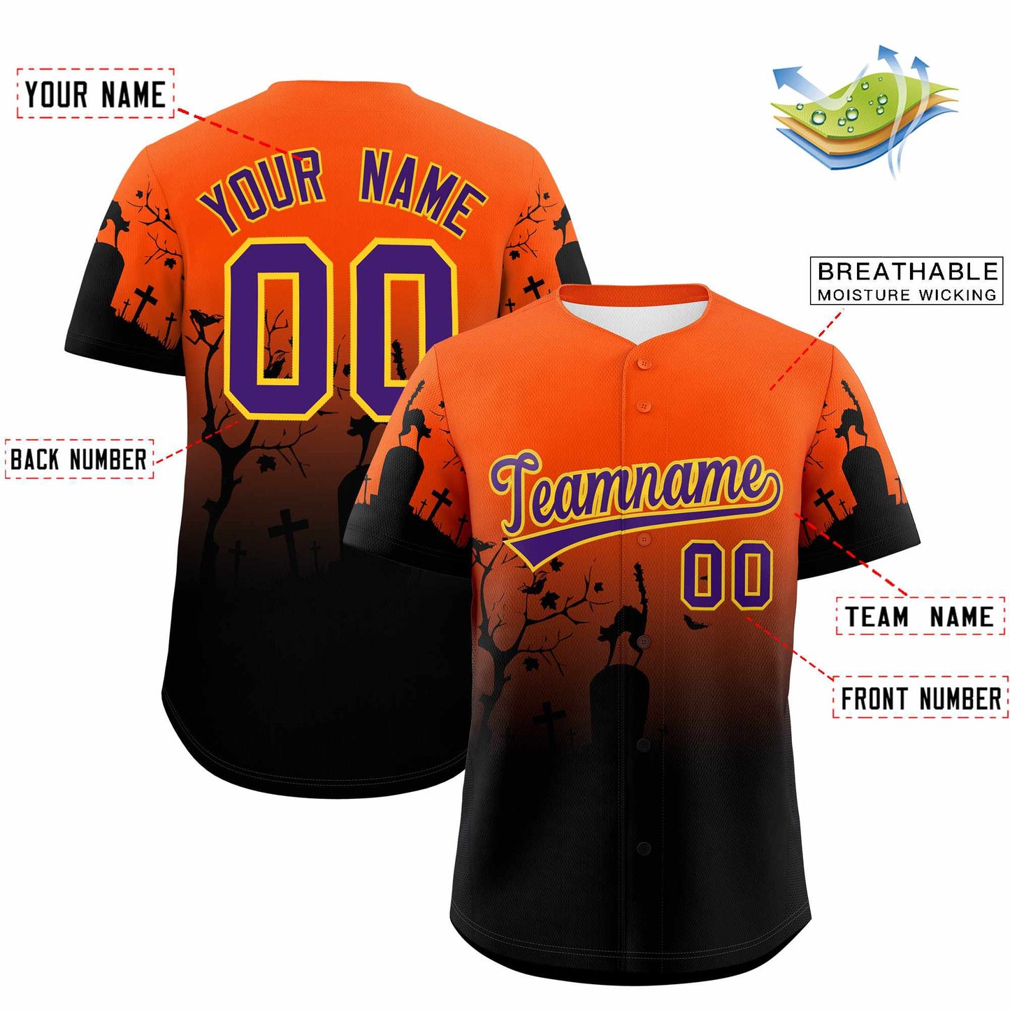 Custom Multi Color Halloween Authentic Baseball Jersey Limited