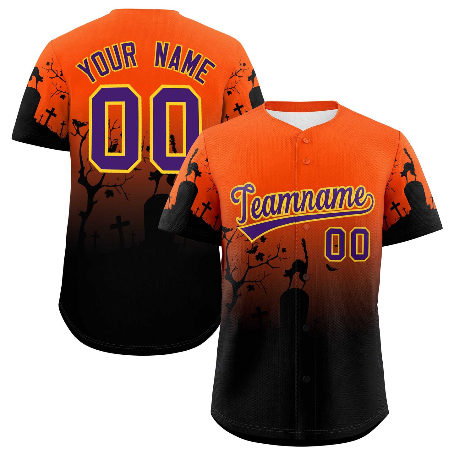 Custom Multi Color Halloween Authentic Baseball Jersey