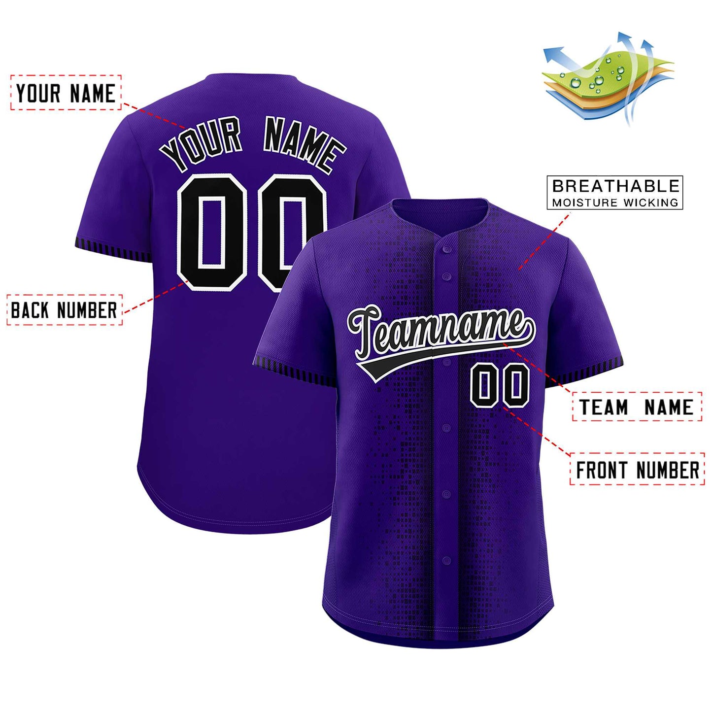 Custom Purple Black Personalized Phonetic Rhythm Authentic Baseball Jersey Limited