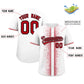 Custom White Red Personalized Phonetic Rhythm Authentic Baseball Jersey Limited