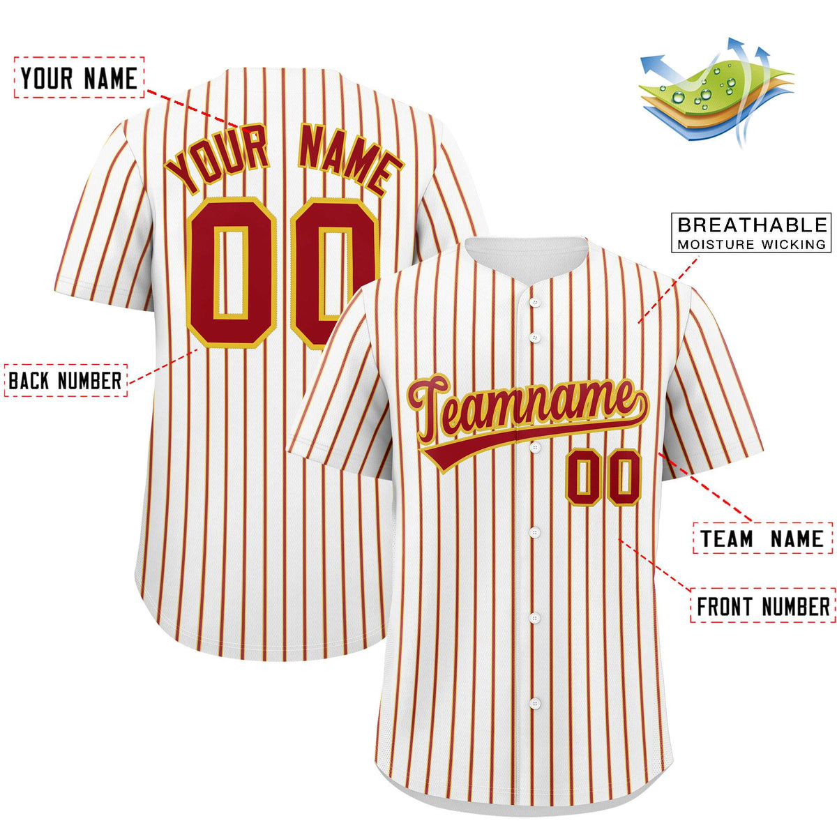 Custom White Gold Tricolor Stripe Fashion Authentic Baseball Jersey Limited