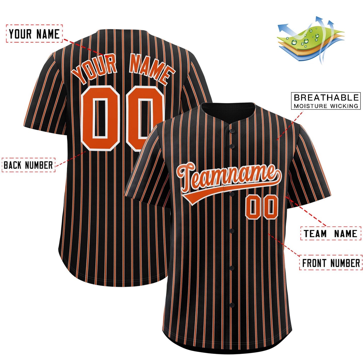 Custom Black White Tricolor Stripe Fashion Authentic Baseball Jersey Limited