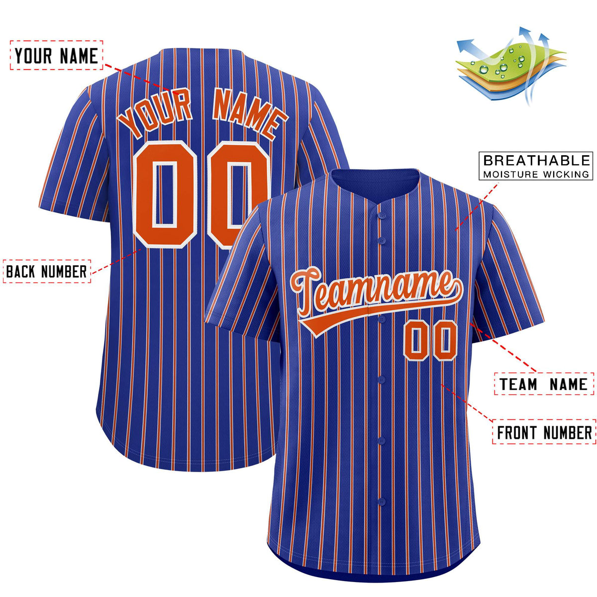 Custom Royal White Tricolor Stripe Fashion Authentic Baseball Jersey Limited