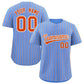 Custom Powder Blue White Tricolor Stripe Fashion Authentic Baseball Jersey