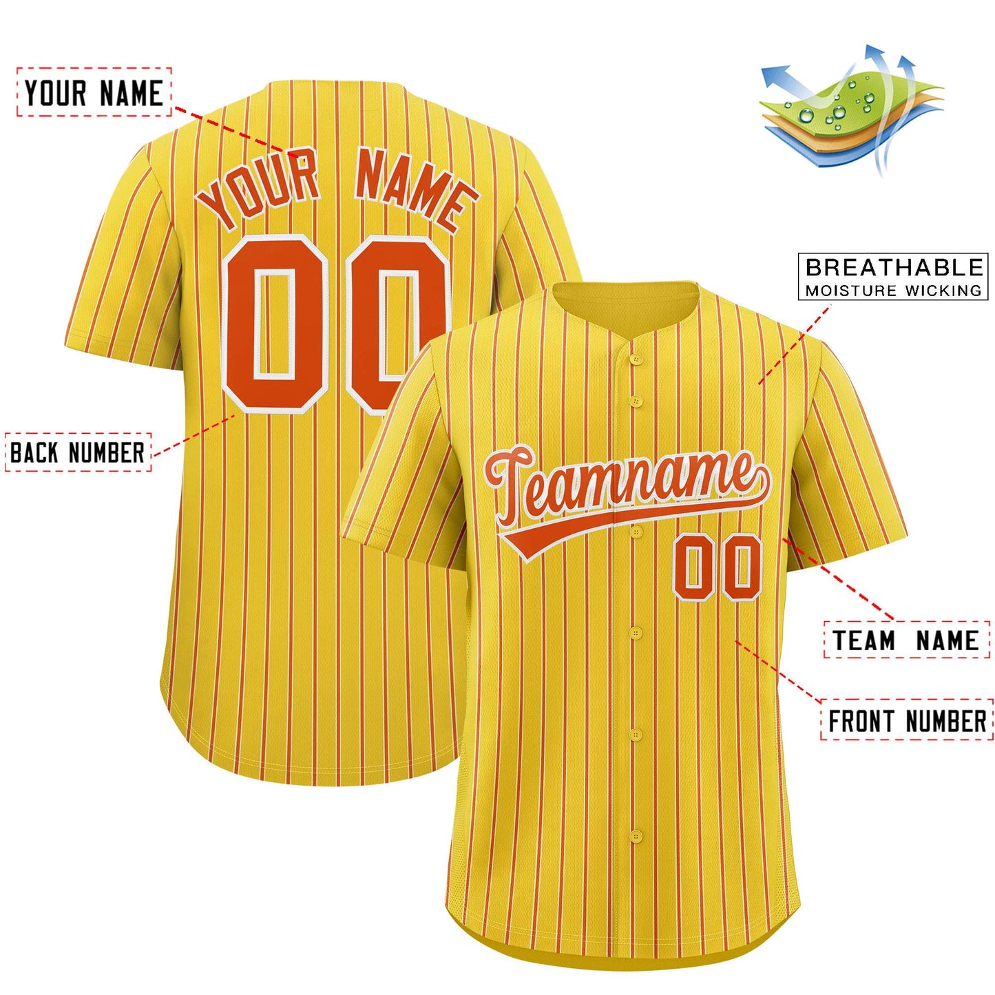 Custom Gold White Tricolor Stripe Fashion Authentic Baseball Jersey Limited