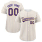 Custom White Purple Tricolor Stripe Fashion Authentic Baseball Jersey