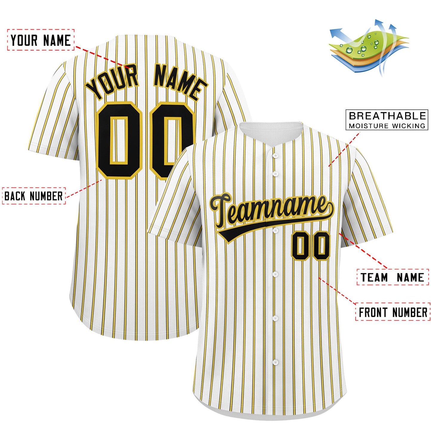 Custom White Black Tricolor Stripe Fashion Authentic Baseball Jersey Limited