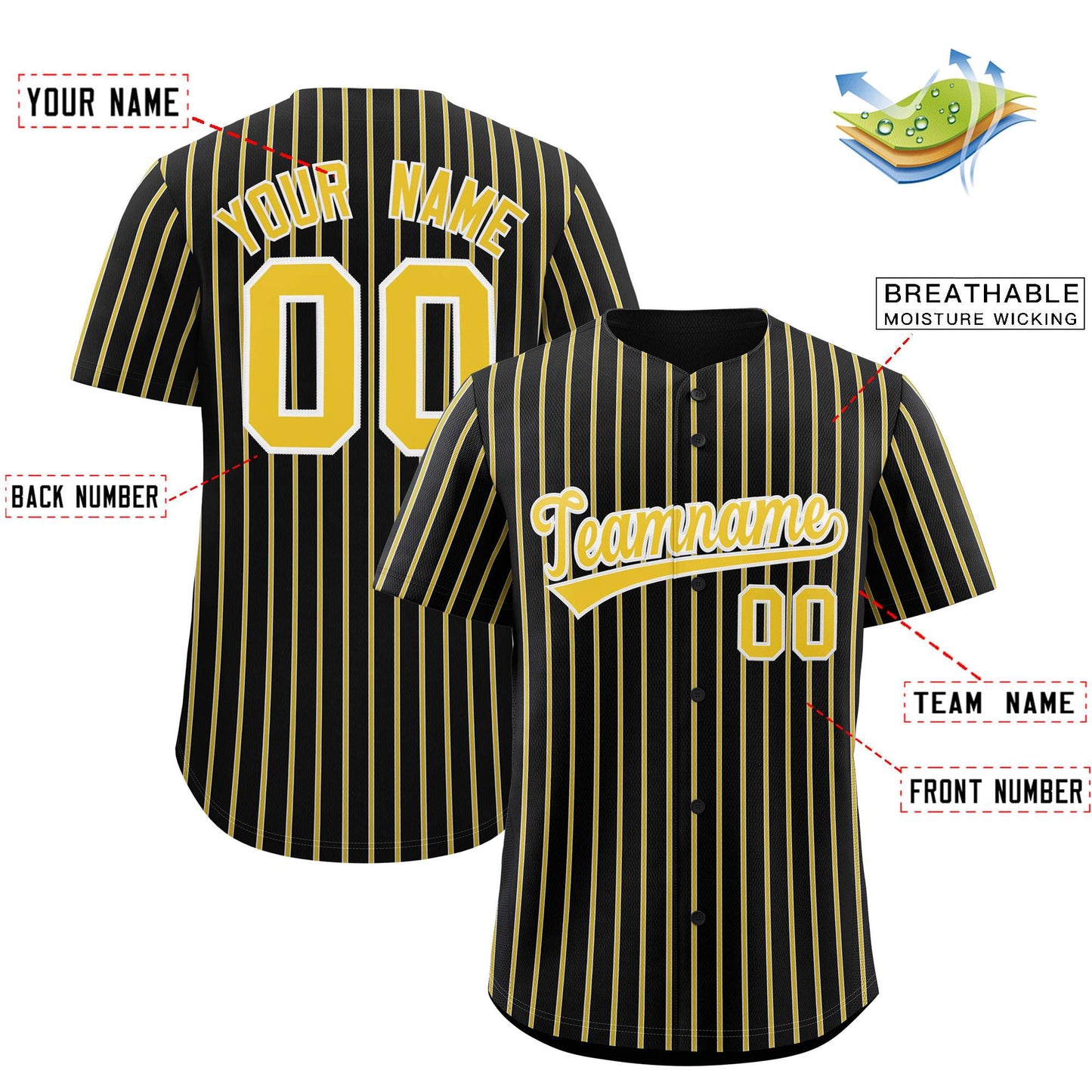 Custom Black White Tricolor Stripe Fashion Authentic Baseball Jersey Limited
