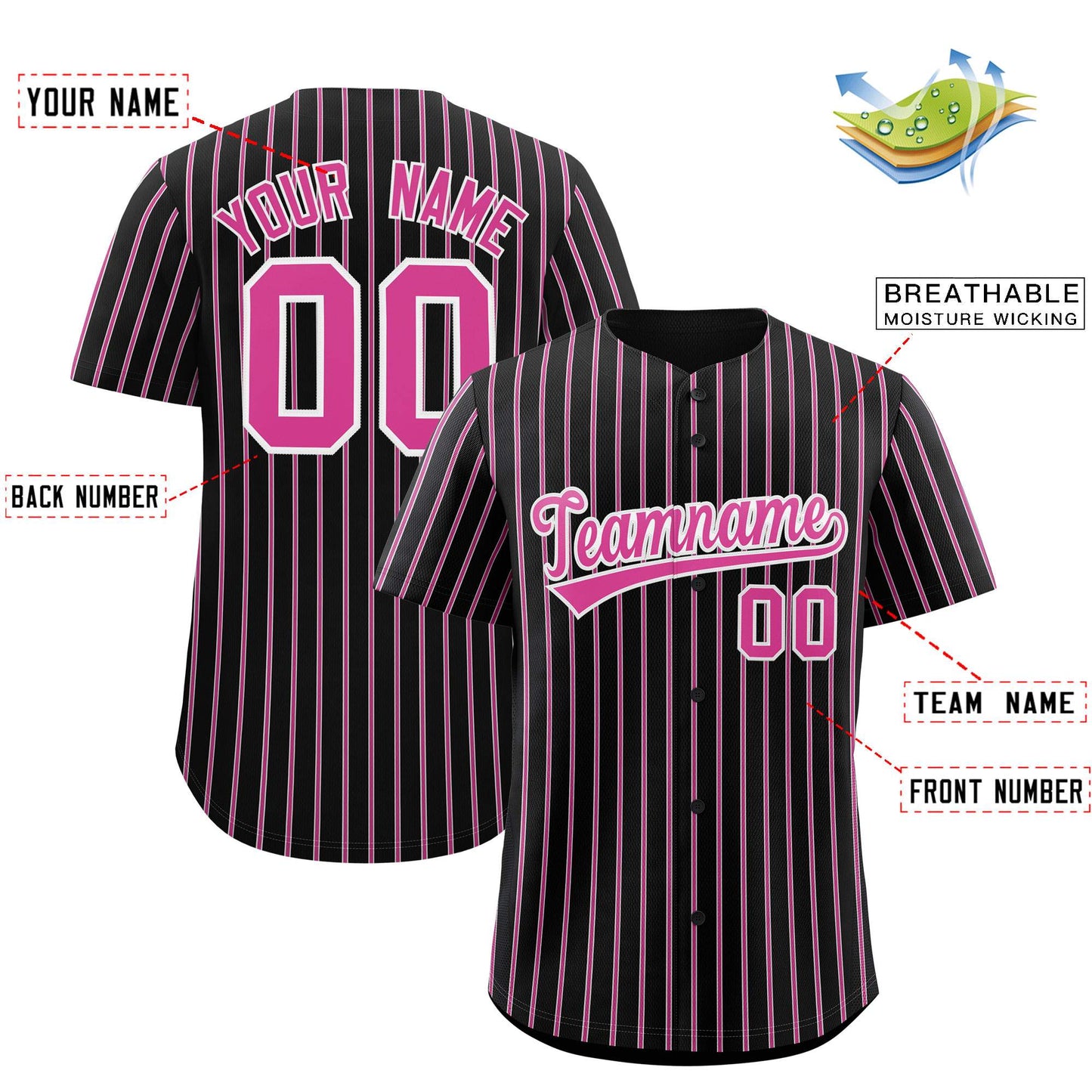 Custom Black White Tricolor Stripe Fashion Authentic Baseball Jersey Limited