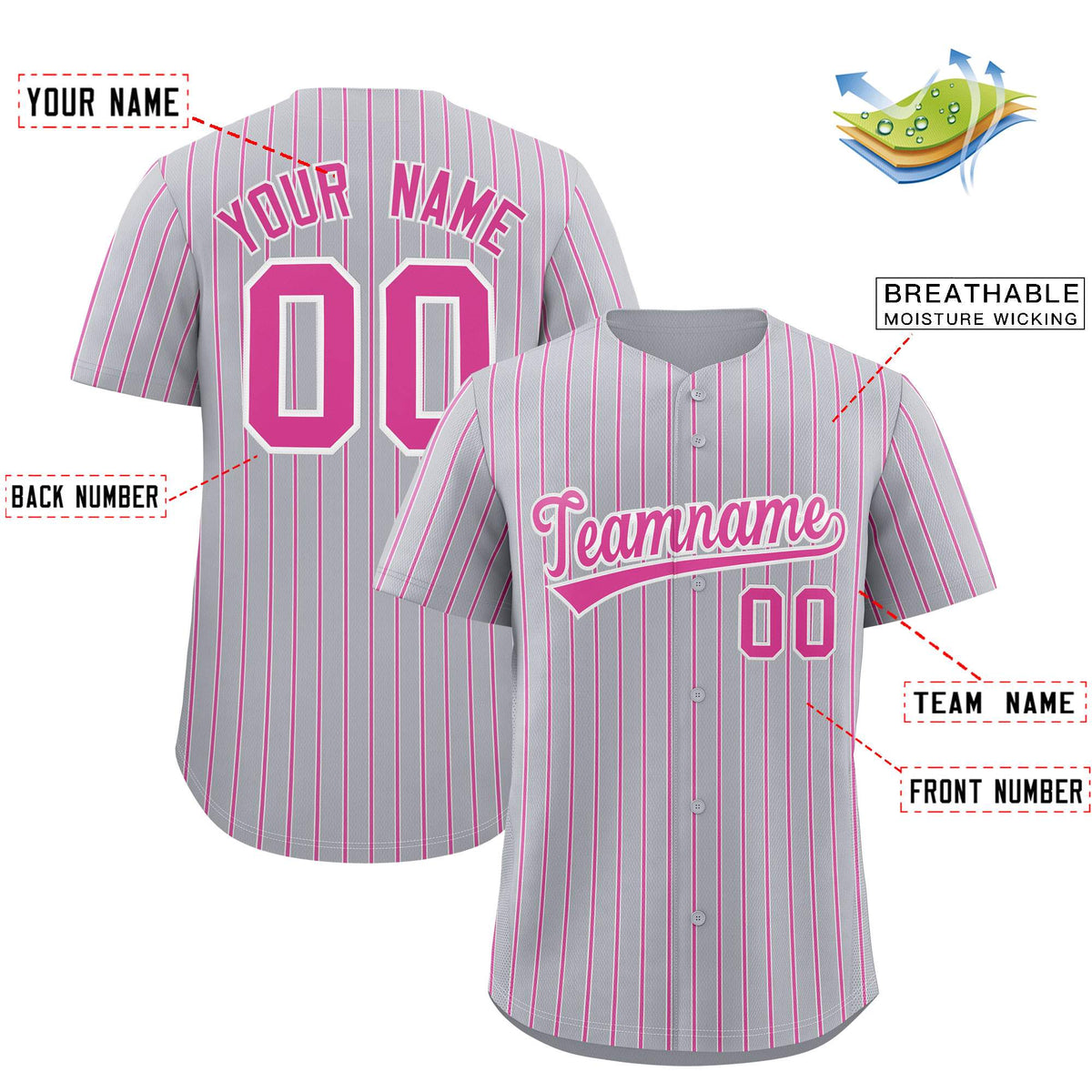 Custom Gray White Tricolor Stripe Fashion Authentic Baseball Jersey Limited