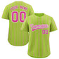 Custom Neon Green White Tricolor Stripe Fashion Authentic Baseball Jersey