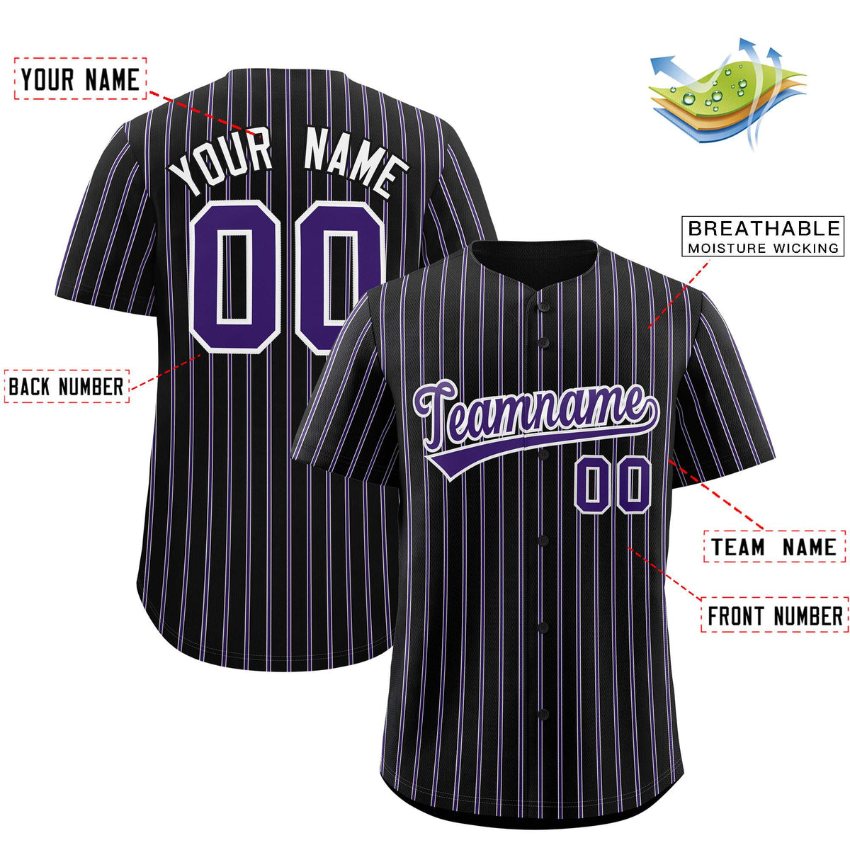 Custom Black White Tricolor Stripe Fashion Authentic Baseball Jersey Limited