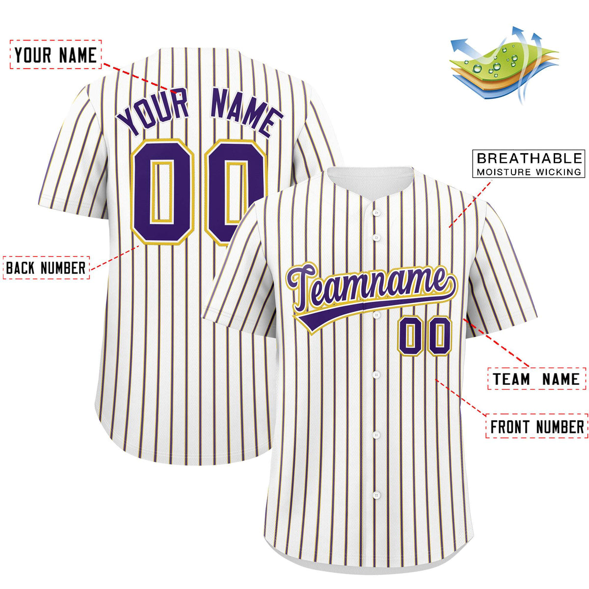 Custom White Gold Tricolor Stripe Fashion Authentic Baseball Jersey Limited