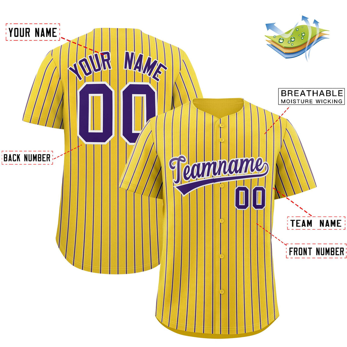Custom Gold White Tricolor Stripe Fashion Authentic Baseball Jersey Limited