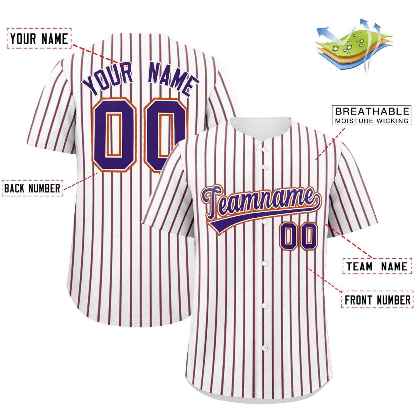 Custom White Orange Tricolor Stripe Fashion Authentic Baseball Jersey Limited
