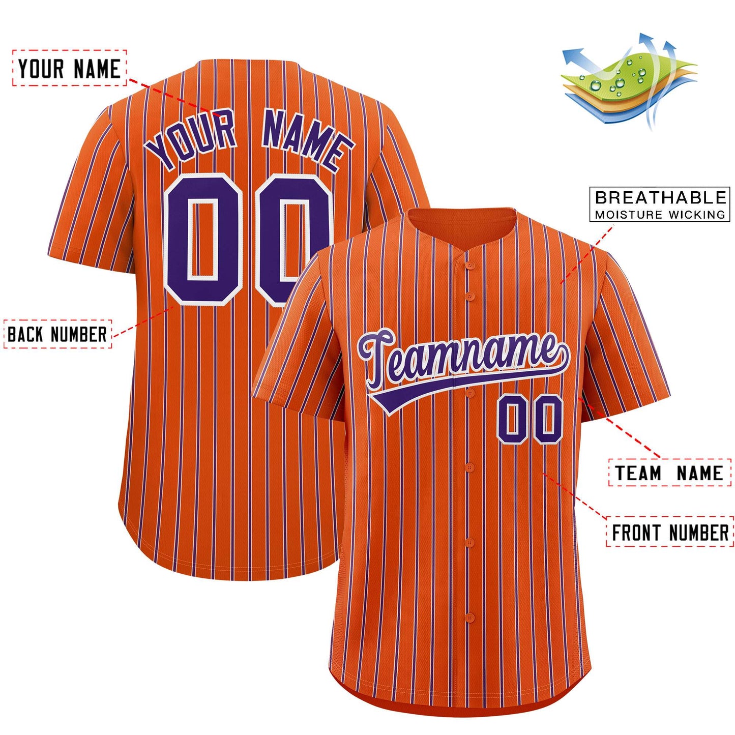 Custom Orange White Tricolor Stripe Fashion Authentic Baseball Jersey Limited