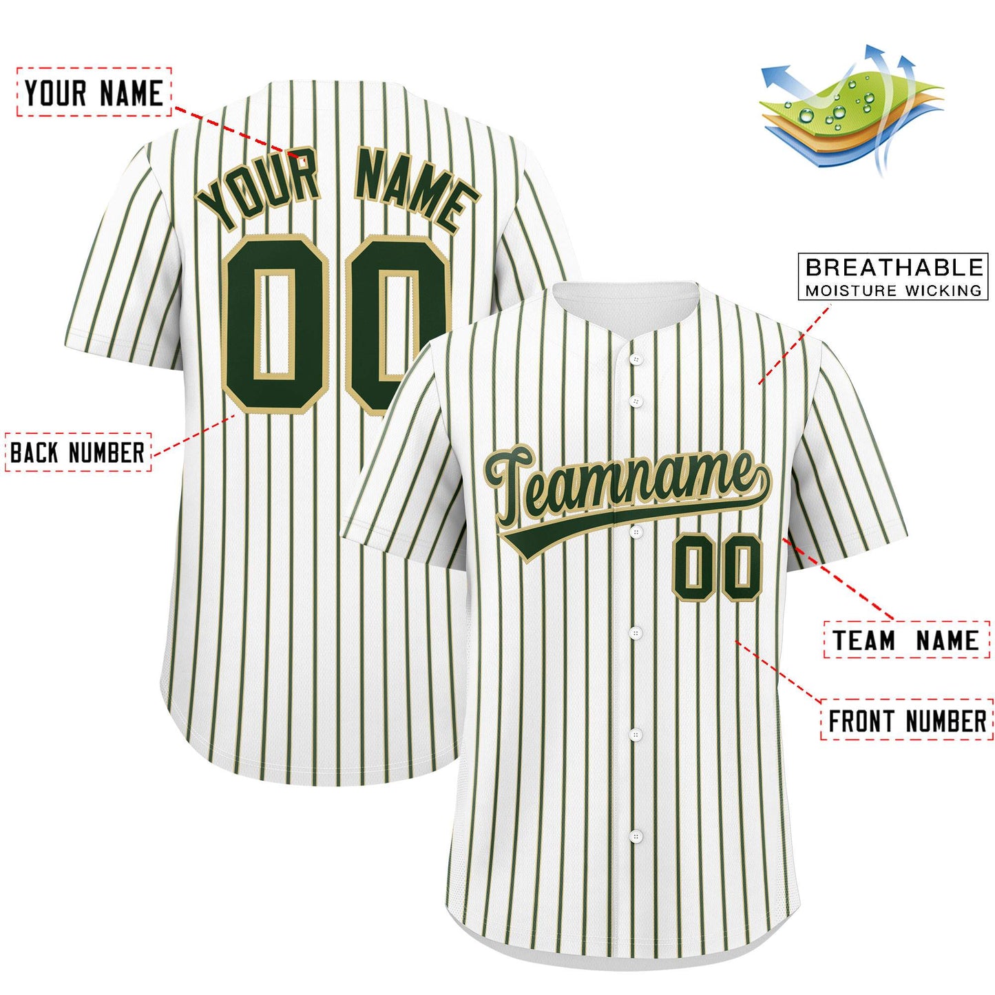 Custom White Khaki Tricolor Stripe Fashion Authentic Baseball Jersey Limited