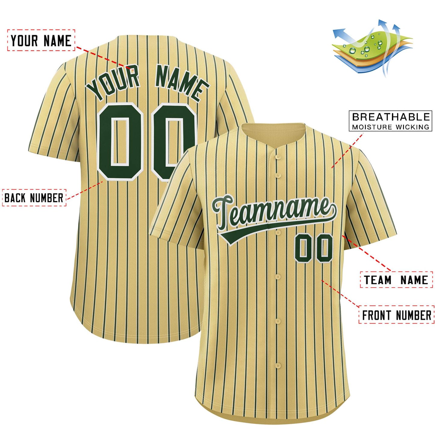 Custom Khaki White Tricolor Stripe Fashion Authentic Baseball Jersey Limited