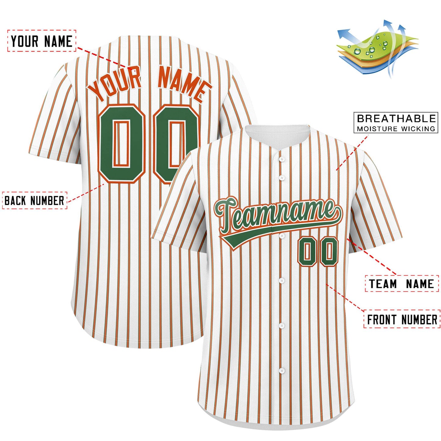 Custom White Kelly Green Tricolor Stripe Fashion Authentic Baseball Jersey Limited