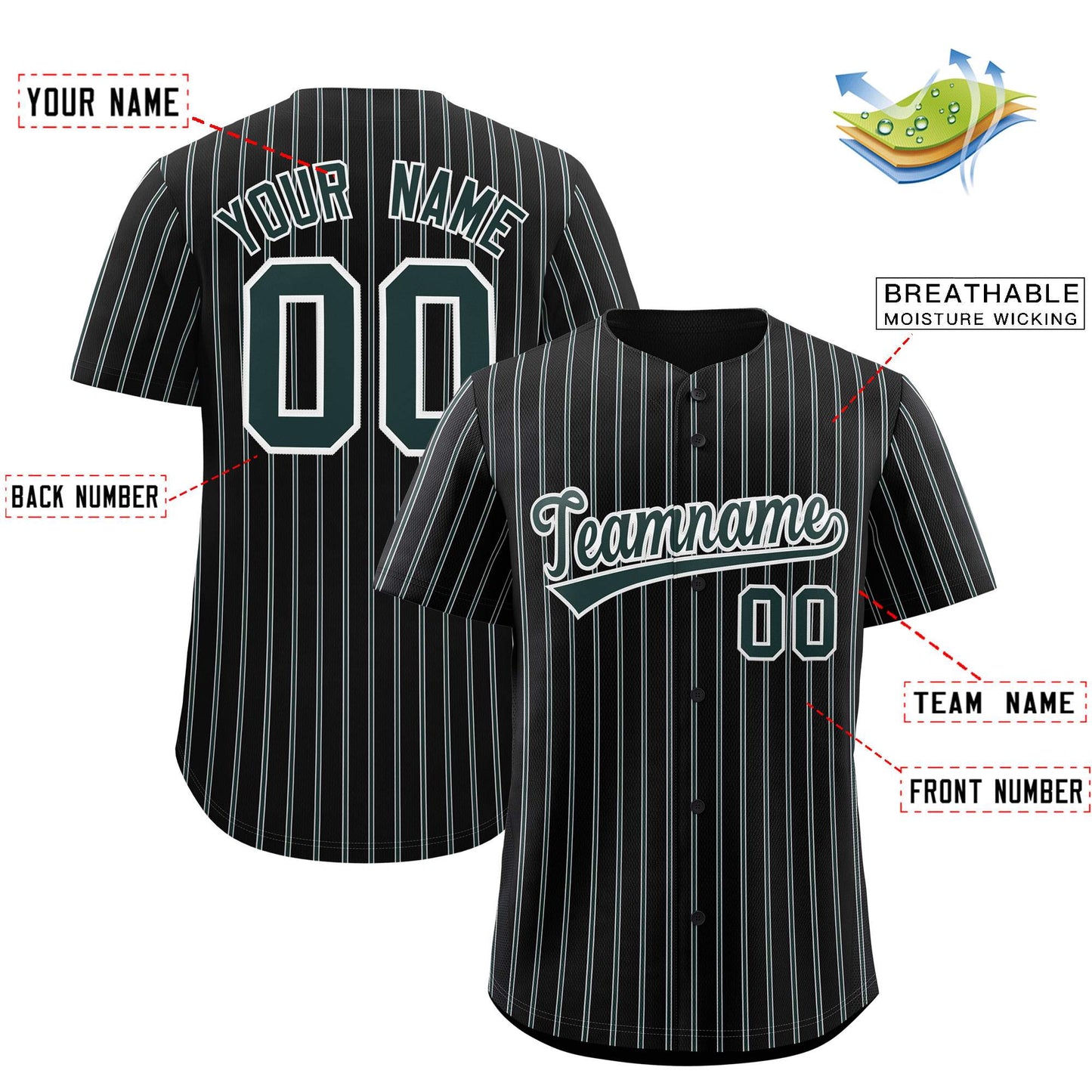 Custom Black White Tricolor Stripe Fashion Authentic Baseball Jersey Limited