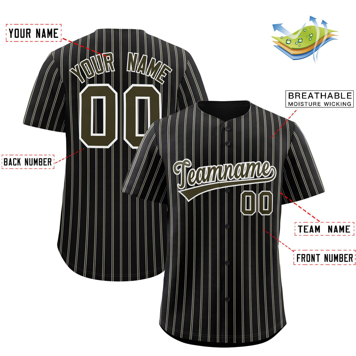 Custom Black White Tricolor Stripe Fashion Authentic Baseball Jersey Limited