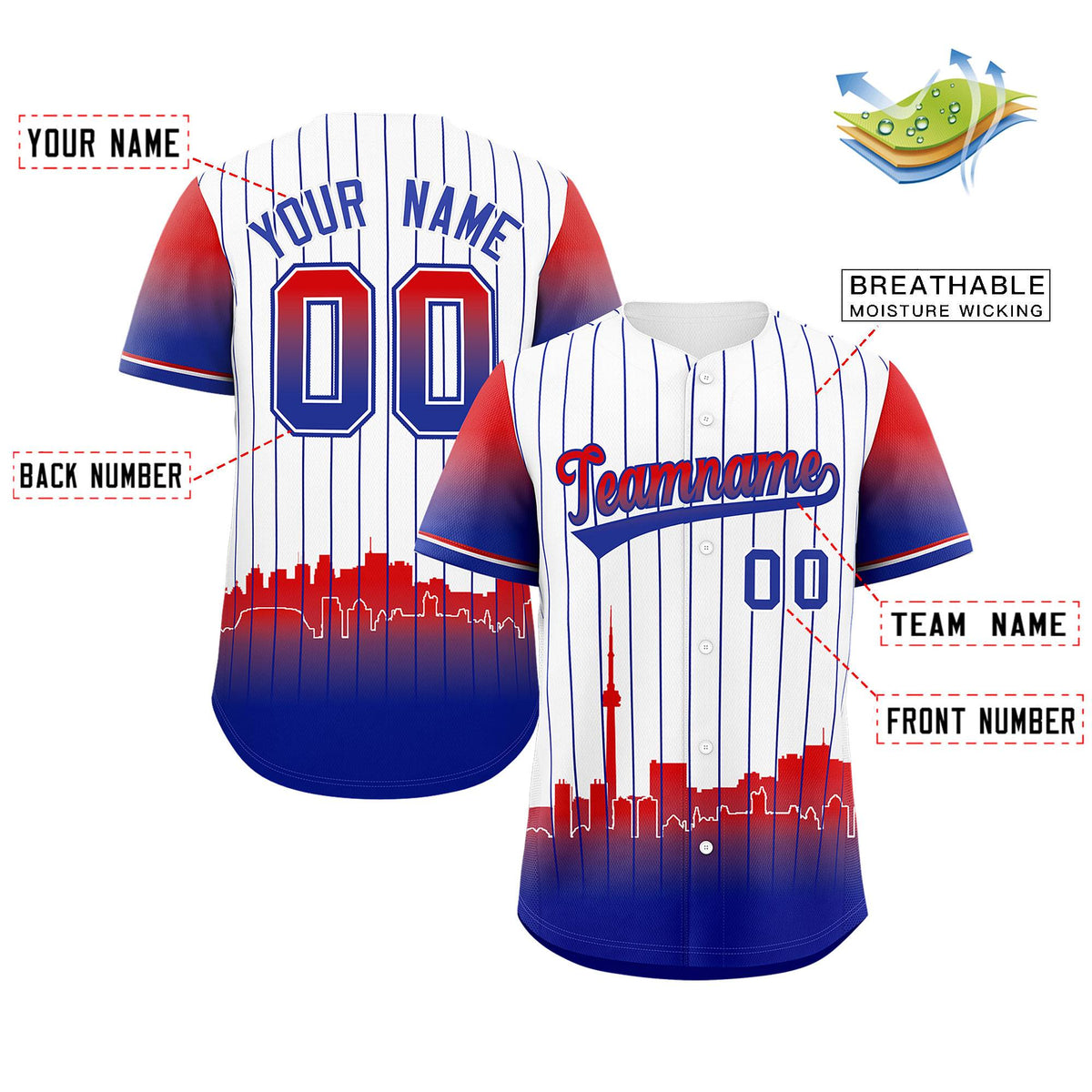 Custom White Toronto City Silhouette Authentic Baseball Jersey Limited