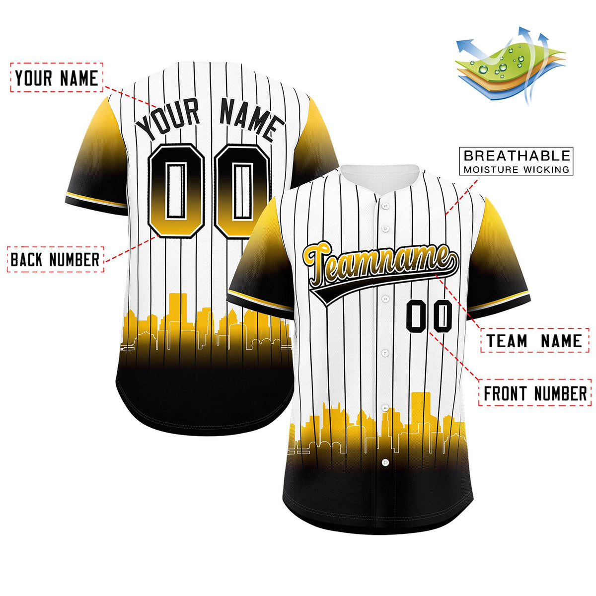Custom White Pittsburgh City Silhouette Authentic Baseball Jersey Limited