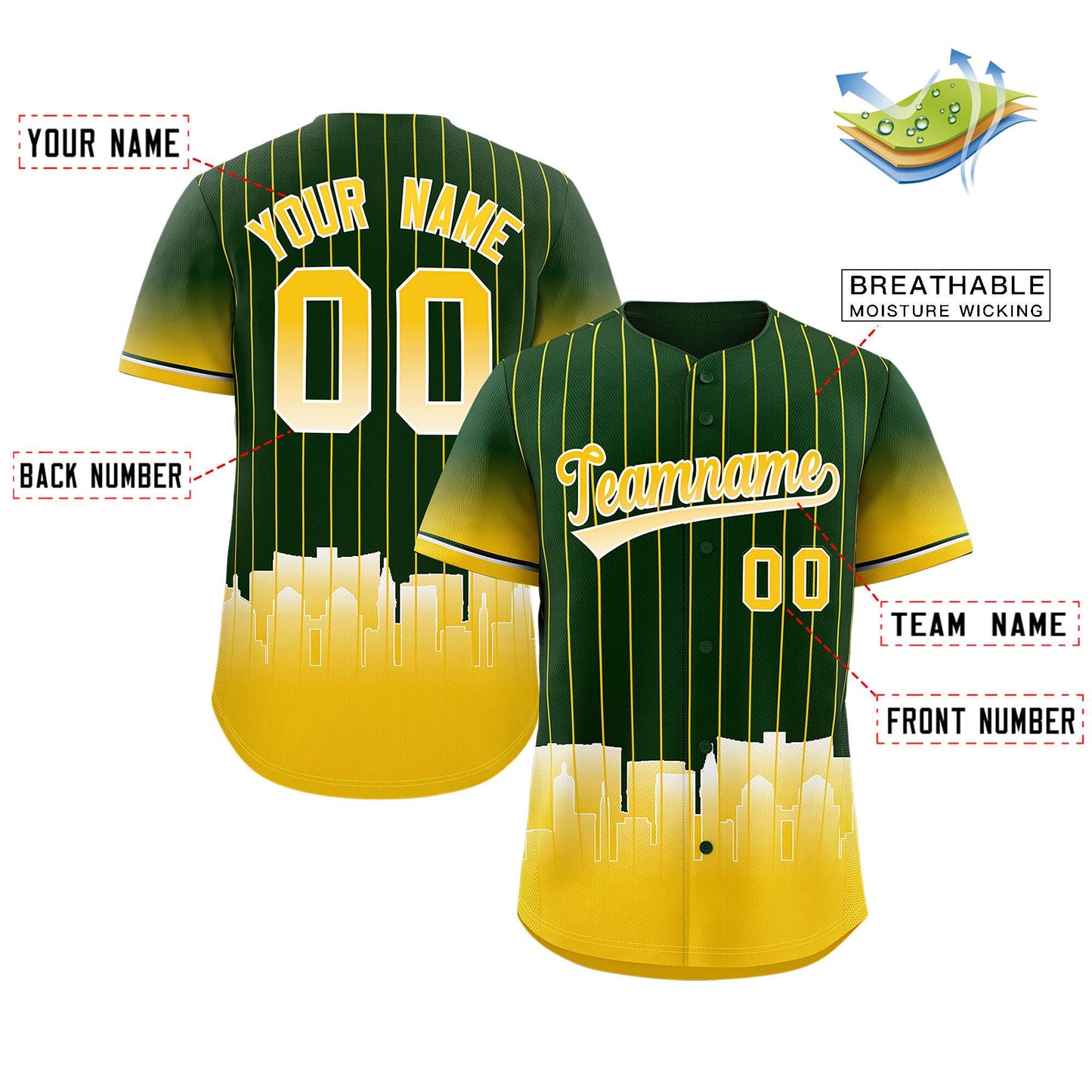 Custom Green Oakland City Silhouette Authentic Baseball Jersey Limited