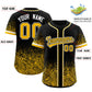 Custom Black Yellow Floral Print Pattern Full Button Gradient Fashion Baseball Jersey Limited