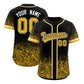 Custom Black Yellow Floral Print Pattern Full Button Gradient Fashion Baseball Jersey