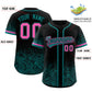 Custom Black Teal Floral Print Pattern Full Button Gradient Fashion Baseball Jersey Limited