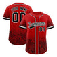 Custom Red Black Floral Print Pattern Full Button Gradient Fashion Baseball Jersey