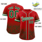 Custom Red Kelly Green Floral Print Pattern Full Button Gradient Fashion Baseball Jersey Limited