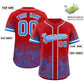 Custom Red Light Blue Floral Print Pattern Full Button Gradient Fashion Baseball Jersey Limited