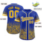 Custom Royal Yellow Floral Print Pattern Full Button Gradient Fashion Baseball Jersey Limited
