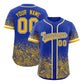 Custom Royal Yellow Floral Print Pattern Full Button Gradient Fashion Baseball Jersey
