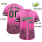 Custom Pink Green Floral Print Pattern Full Button Gradient Fashion Baseball Jersey Limited