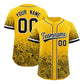 Custom Yellow Black Floral Print Pattern Full Button Gradient Fashion Baseball Jersey