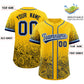 Custom Yellow Navy Floral Print Pattern Full Button Gradient Fashion Baseball Jersey Limited