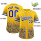 Custom Yellow Royal Floral Print Pattern Full Button Gradient Fashion Baseball Jersey Limited