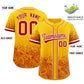 Custom Yellow Red Floral Print Pattern Full Button Gradient Fashion Baseball Jersey Limited