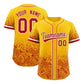 Custom Yellow Red Floral Print Pattern Full Button Gradient Fashion Baseball Jersey
