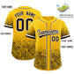 Custom Yellow Brown Floral Print Pattern Full Button Gradient Fashion Baseball Jersey Limited