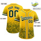 Custom Yellow Green Floral Print Pattern Full Button Gradient Fashion Baseball Jersey Limited