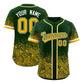 Custom Green Yellow Floral Print Pattern Full Button Gradient Fashion Baseball Jersey