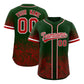 Custom Green Red Floral Print Pattern Full Button Gradient Fashion Baseball Jersey