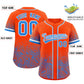 Custom Orange Light Blue Floral Print Pattern Full Button Gradient Fashion Baseball Jersey Limited