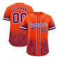Custom Orange Purple Floral Print Pattern Full Button Gradient Fashion Baseball Jersey
