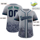 Custom Gray Navy Floral Print Pattern Full Button Gradient Fashion Baseball Jersey Limited